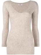 Liska V-neck Jumper - Nude & Neutrals