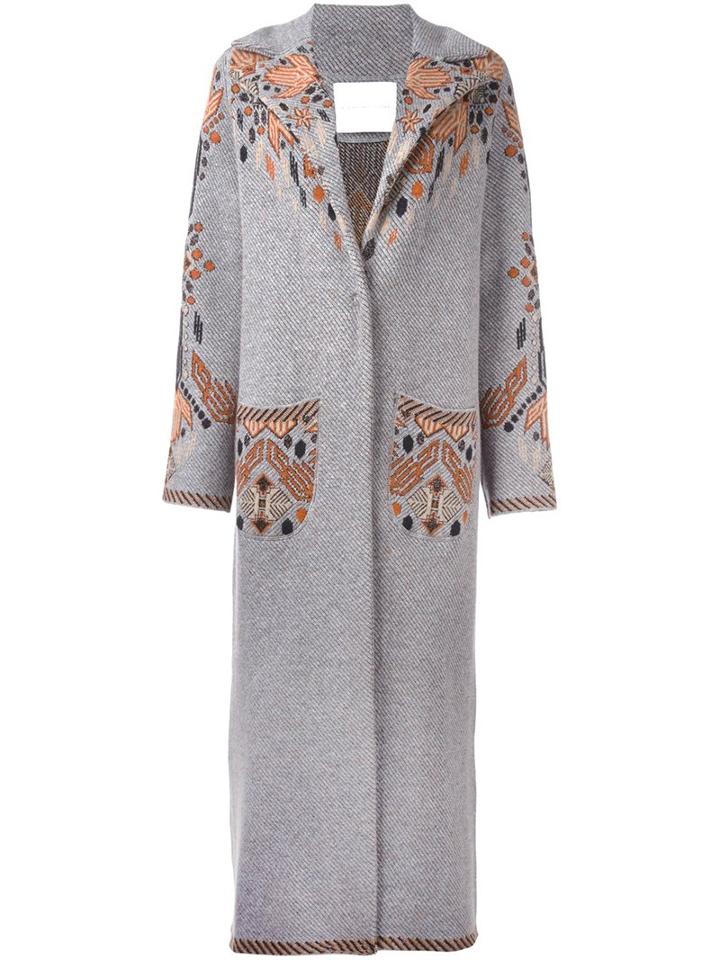 Giada Benincasa Ethnic Pattern Coat, Women's, Size: Xs, Grey, Acrylic/nylon/polyamide/merino
