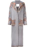 Giada Benincasa Ethnic Pattern Coat, Women's, Size: Xs, Grey, Acrylic/nylon/polyamide/merino