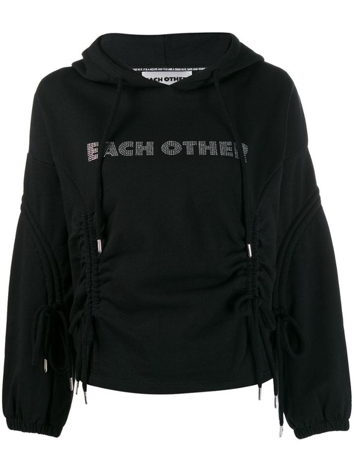 Each X Other Logo Embellished Hoodie With Drawstring Detailing - Black