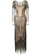 Loulou Beaded Fitted Gown - Metallic