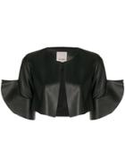 Pinko Cropped Ruffle Trim Jacket - Black