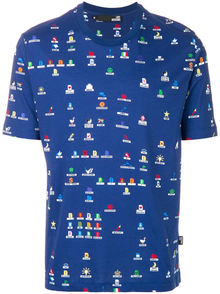 Love Moschino Desktop Print T-shirt - Blue