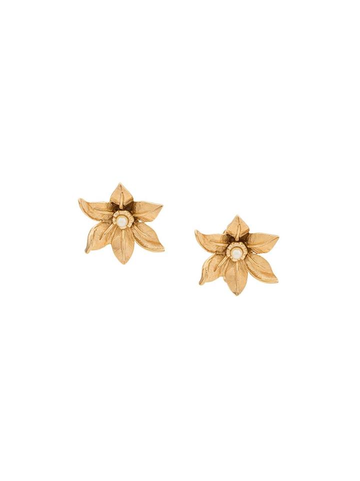 Nina Ricci Pre-owned 1980's Lily Shaped Earrings - Gold