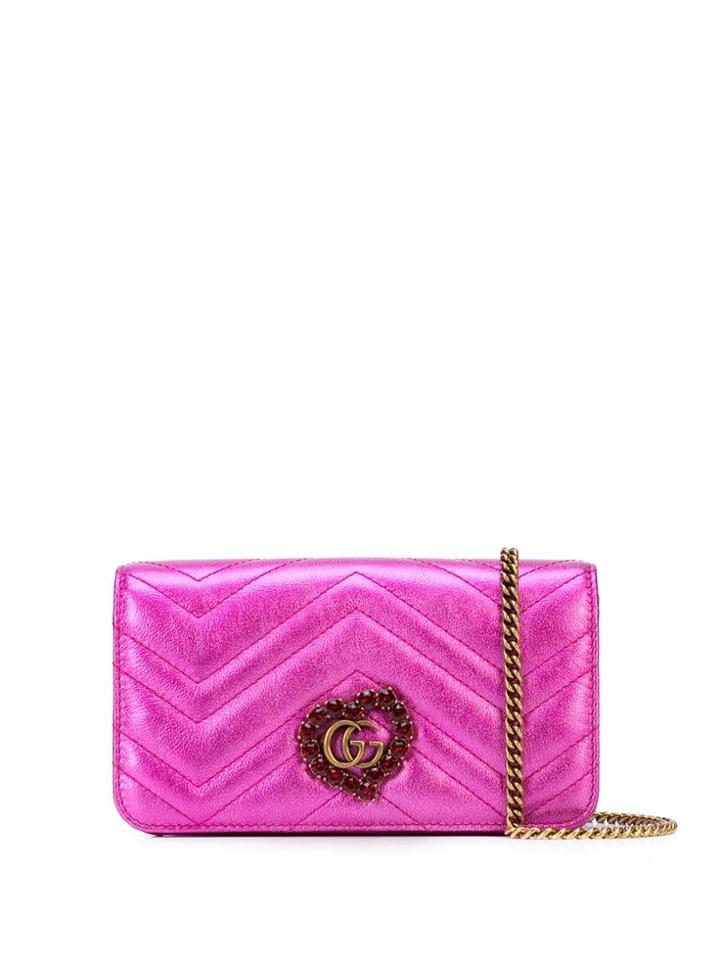 Gucci Quilted Metallic Shoulder Bag - Pink