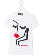 Dsquared2 Kids Face Print T-shirt, Girl's, Size: 10 Yrs, White