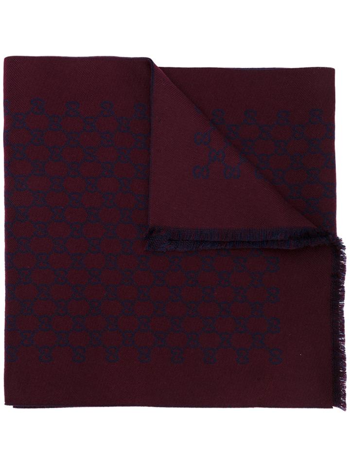 Gucci Gg Supreme Color Block Scarf - Red