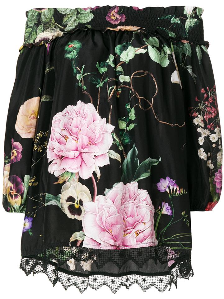 P.a.r.o.s.h. Floral Print Off-the-shoulder Blouse - Black