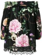 P.a.r.o.s.h. Floral Print Off-the-shoulder Blouse - Black