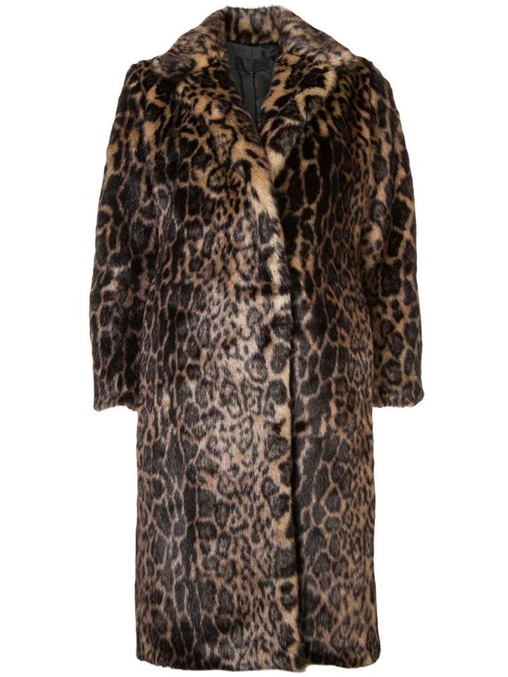 Nili Lotan Leopard Print Faux Fur Coat - Brown