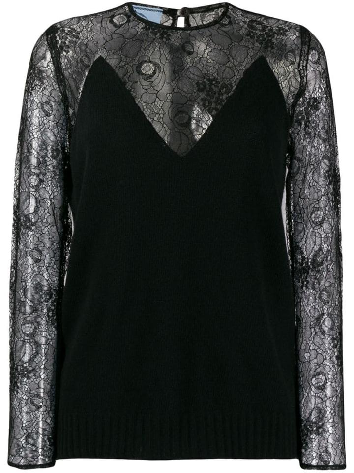 Prada Lace Sleeve Shirt - Black