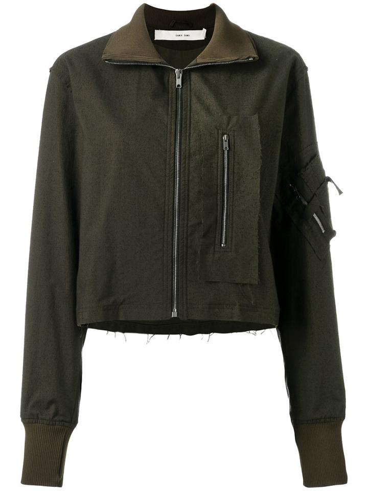 Damir Doma Cropped Zip Jacket, Women's, Size: Xs, Green, Cotton/polyamide/spandex/elastane/cupro
