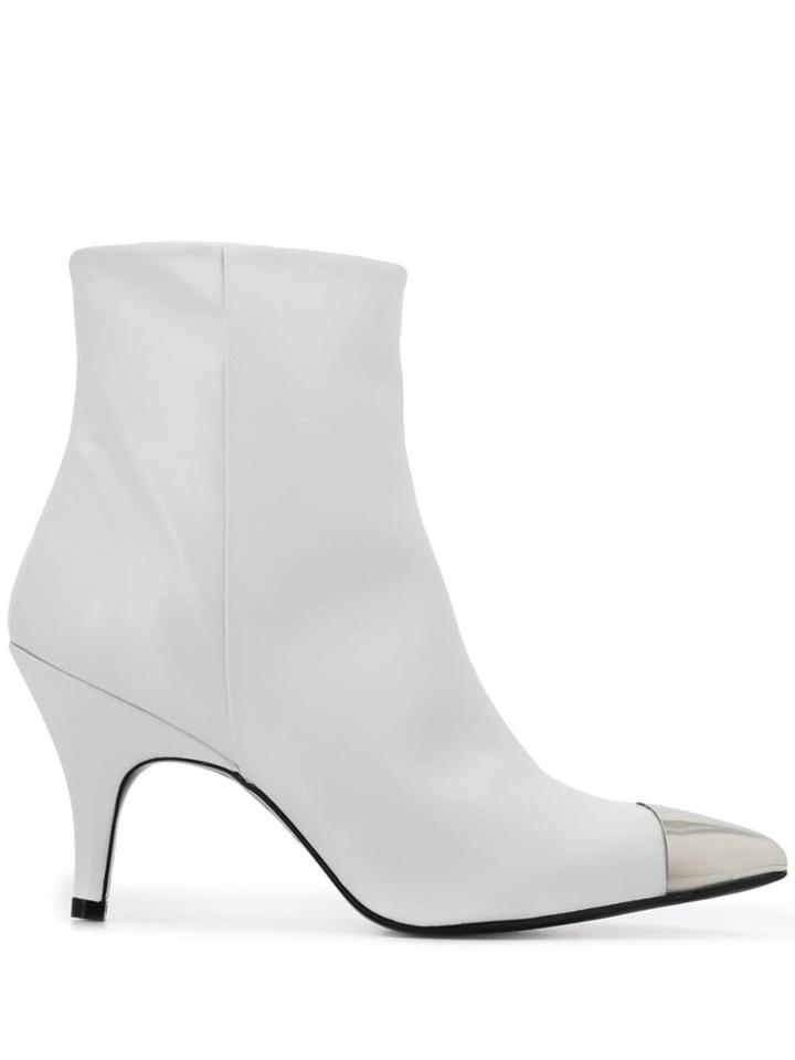Kendall+kylie Metal Toe-cap Ankle Boots - White