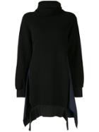 Yohji Yamamoto Multi-material Panelled Sweatshirt Dress - Black