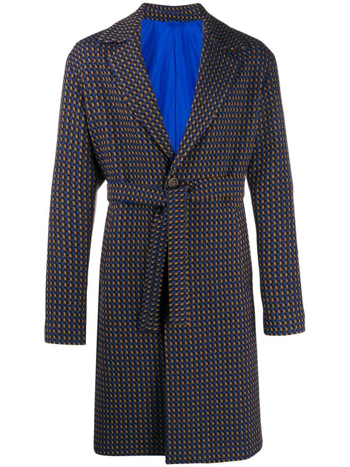 Etro Patterned Tie Waist Coat - Blue