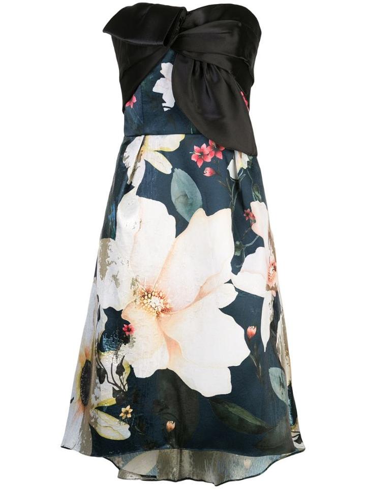 Marchesa Notte St Hi Lo Draped Corset Cocktail - Blue