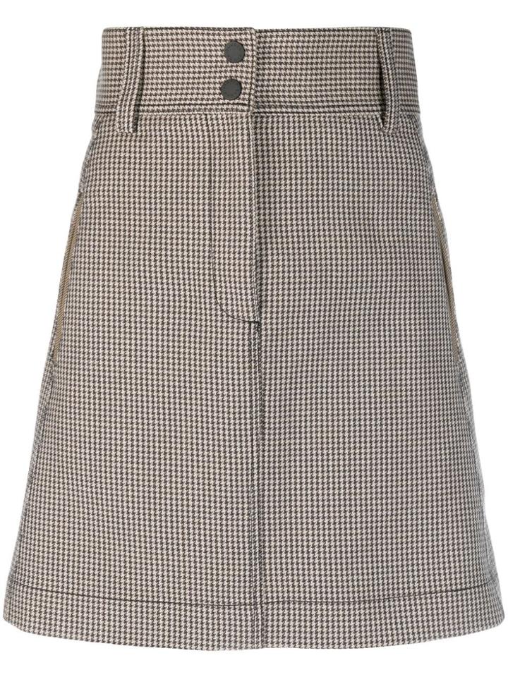 Sandro Paris Houndstooth Print A-line Skirt - Brown