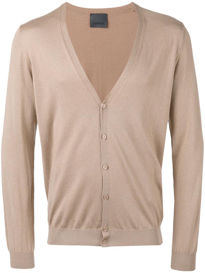Laneus V-neck Cardigan, Men's, Size: 48, Nude/neutrals, Silk/cashmere