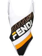 Fendi Ff Logo Swimsuit - White