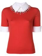 Mary Katrantzou Shirt Sweater With Gemstone Neckline - Red