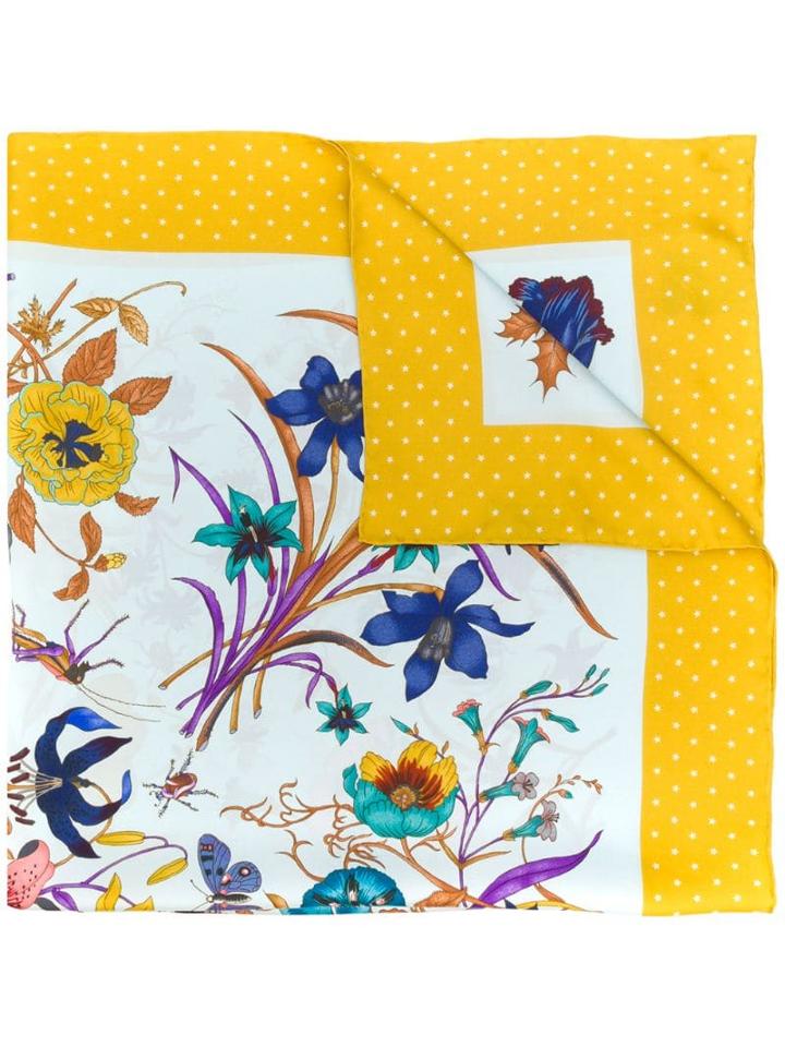 Gucci Flora Print Scarf - Blue