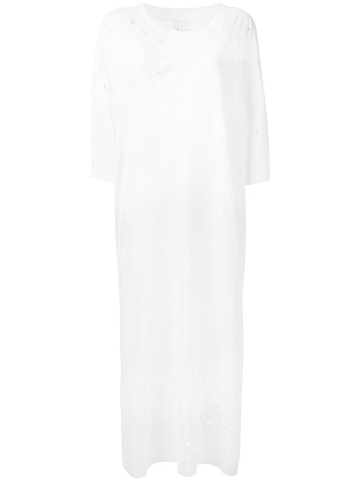 Ikumi Distressed T-shirt Dress, Women's, Size: Xl, White, Cotton