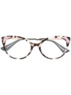 Prada Eyewear Tortoiseshell-effect Cat-eye Glasses - Grey