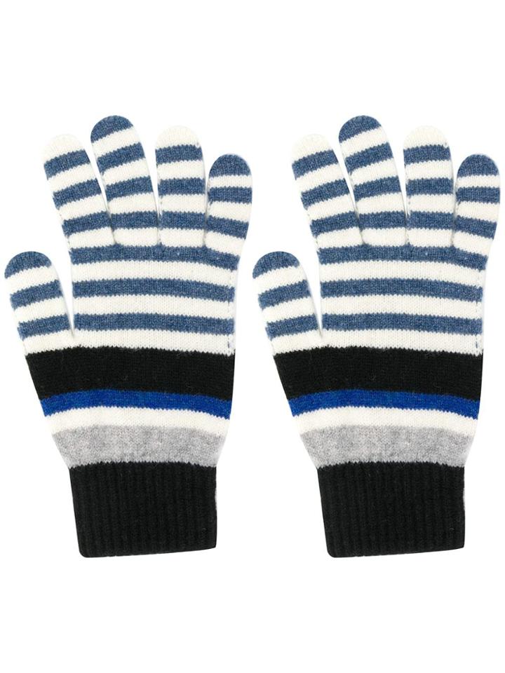 Ps Paul Smith Striped Knitted Gloves - White