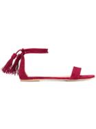 Via Roma 15 Tasseled Ankle Tie Sandals - Red