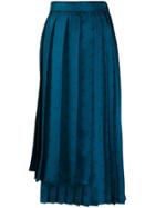 Fendi Ff Karligraphy Pleated Skirt - Blue