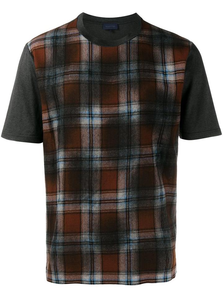 Lanvin Checked T-shirt, Men's, Size: Small, Grey, Cotton/wool