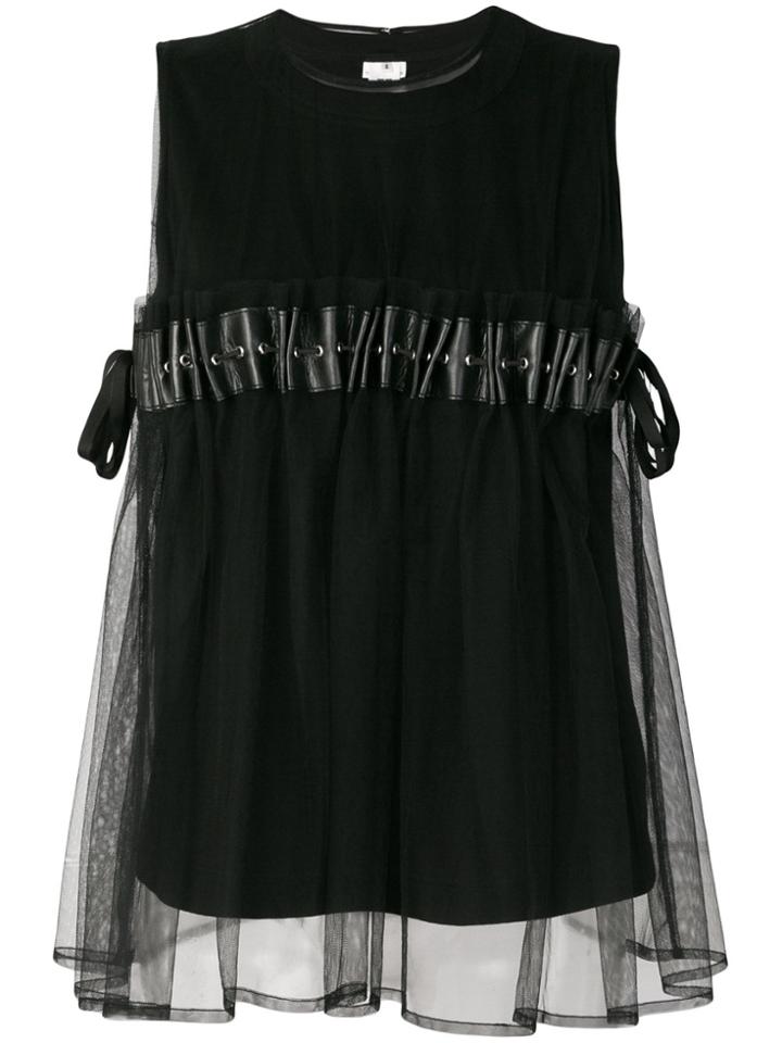 Comme Des Garçons Noir Kei Ninomiya Ruffle Sleeveless Blouse - Black