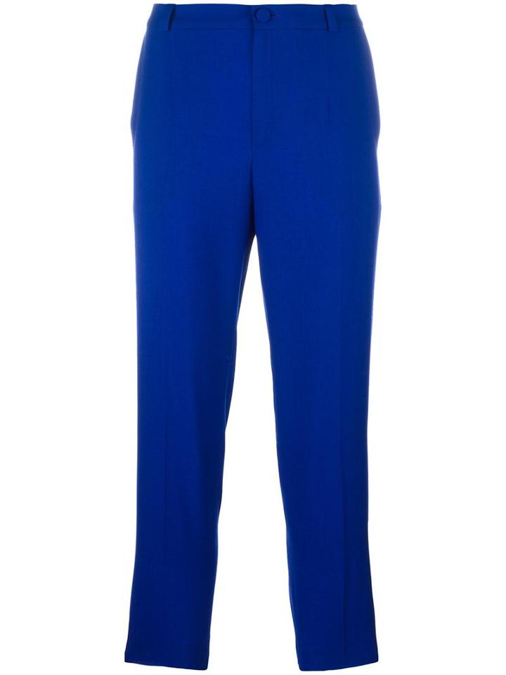 Lanvin Tapered Cropped Trousers, Women's, Size: 42, Blue, Wool