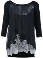 Blumarine - Lace Inserts Sweater - Women - Silk/cotton/polyamide/viscose - 42, Black, Silk/cotton/polyamide/viscose