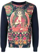 Frankie Morello Printed Front Sweater - Blue