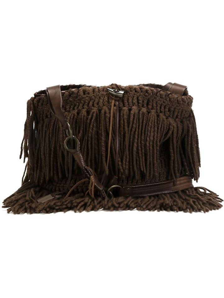 Dolce & Gabbana Vintage Fringed Knitted Bag, Adult Unisex, Brown