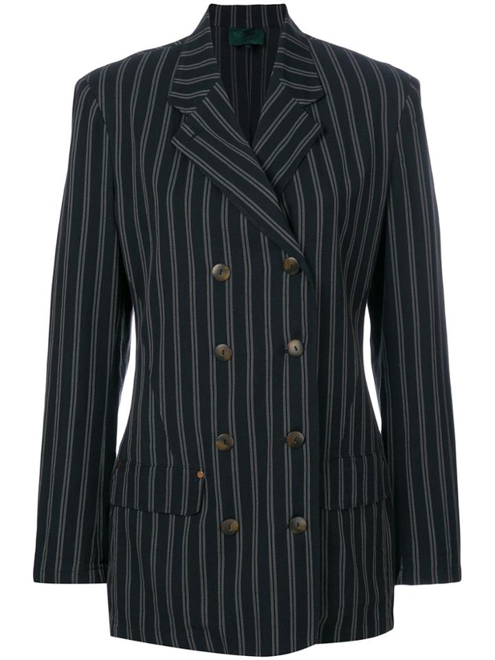 Jean Paul Gaultier Vintage Pinstripe Double Breasted Blazer - Black