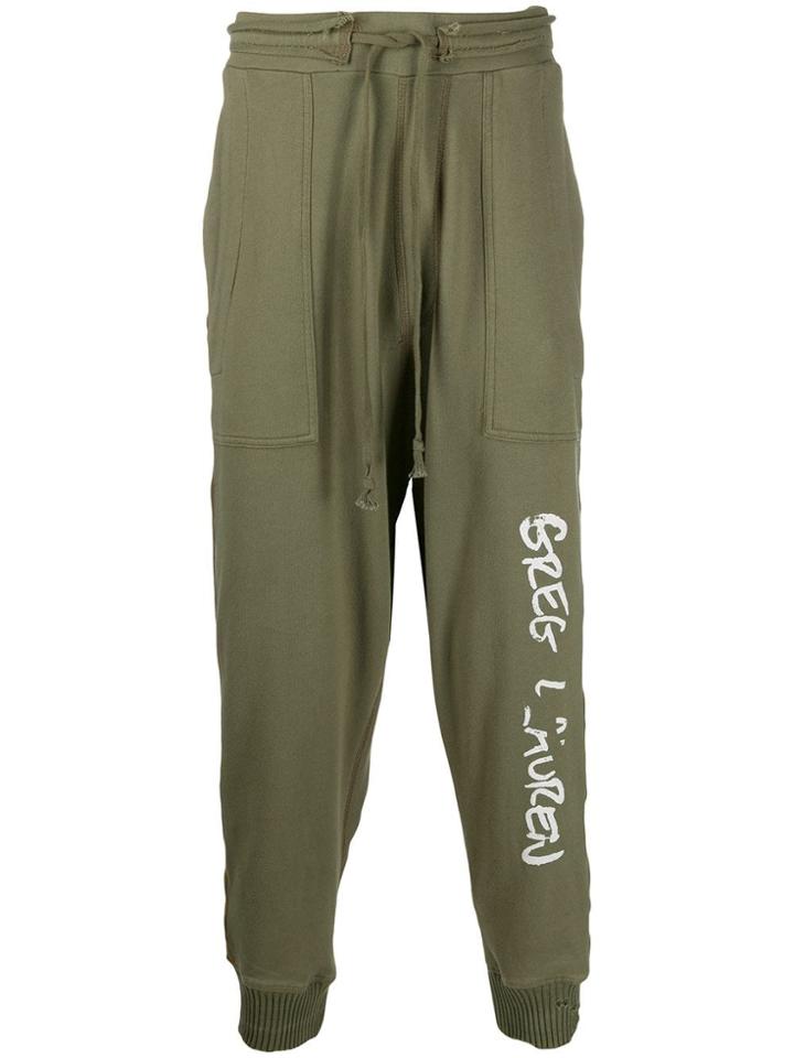 Greg Lauren Drop-crotch Track Pants - Green