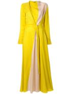 Layeur Contrast Panel Long Dress - Green