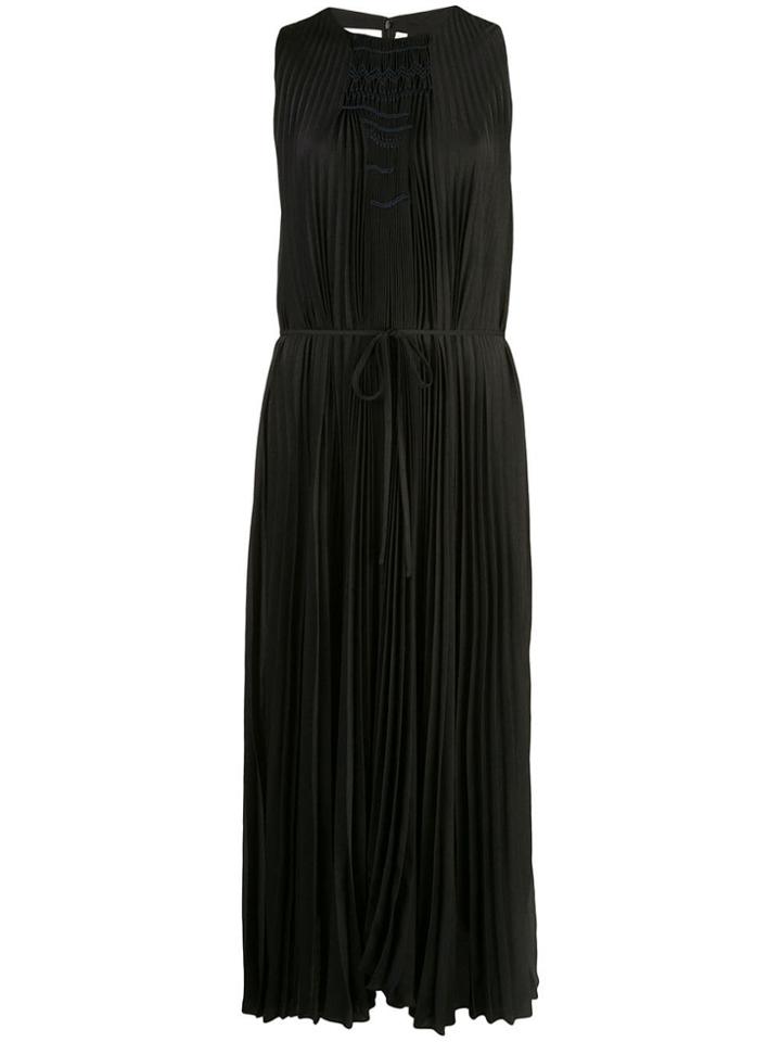 Vince Sleeveless Long Plisse Dress - Black