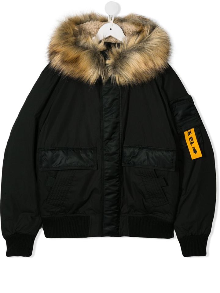 Diesel Kids Teen Jburke Padded Bomber Jacket - Black