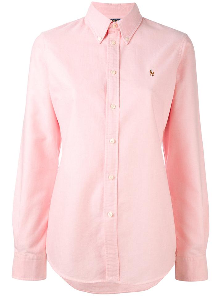 Logo Embroidered Shirt - Women - Cotton - M, Pink/purple, Cotton, Polo Ralph Lauren