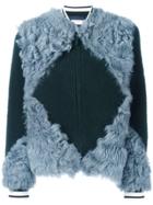 Tory Burch Patchwork Fur Bomber Jacket - Green