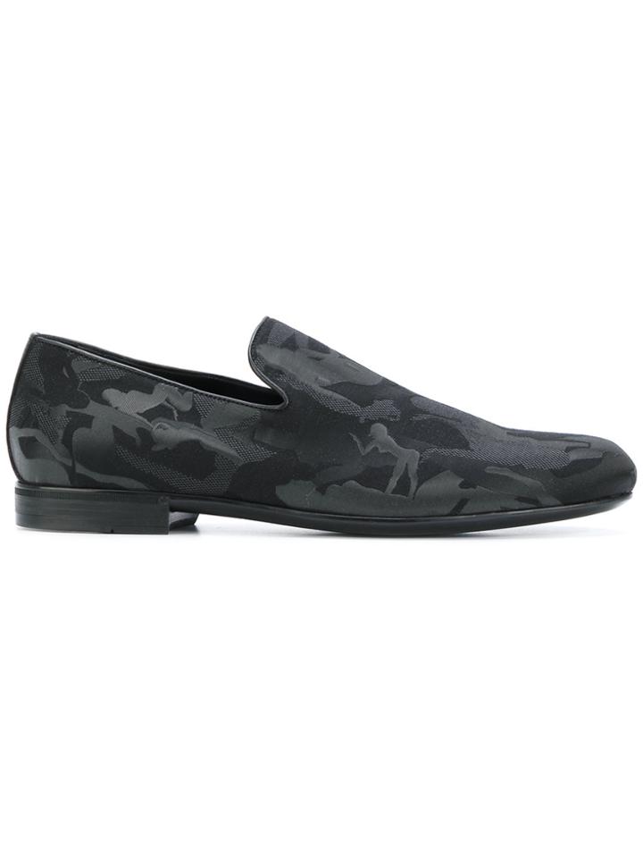 Jimmy Choo Sloane Camouflage Print Slippers - Black
