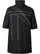 Rick Owens Funnel Neck Shirt, Men's, Size: Large, Black, Cotton/polyester