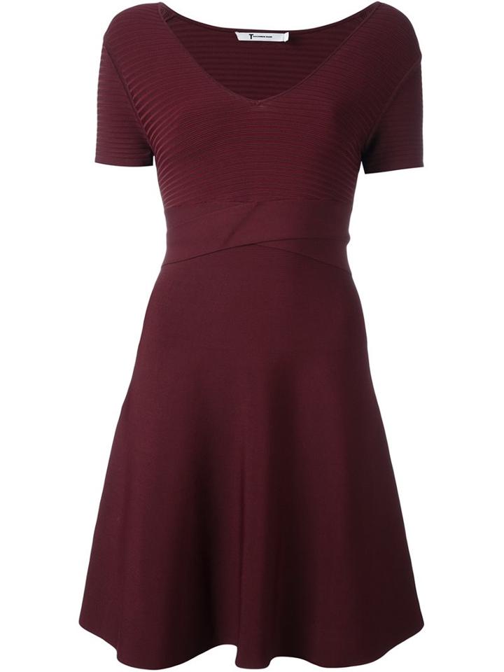 T By Alexander Wang Crisscross Waist Dress, Women's, Size: Large, Red, Rayon/nylon/spandex/elastane