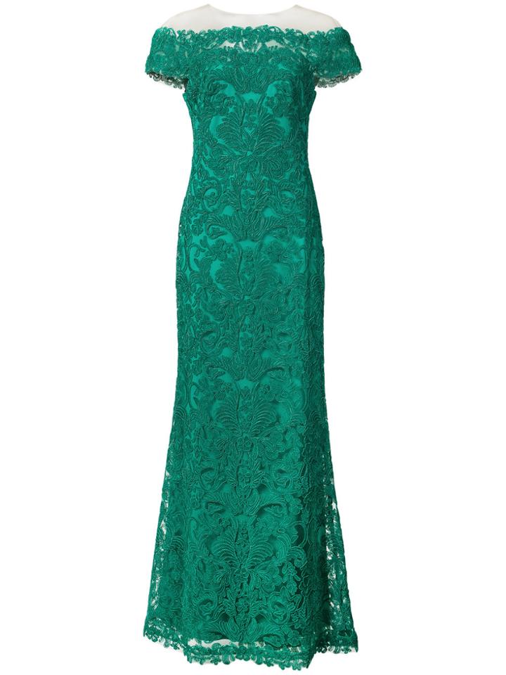 Tadashi Shoji Lace Off Shoulder Gown - Green
