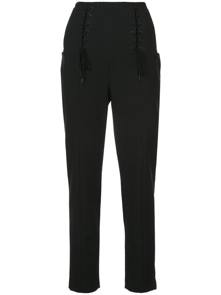 Tibi Lace Up Front Trousers - Black