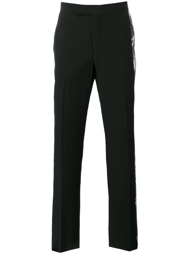 Yang Li Printed Sides Tailored Trousers, Men's, Size: 46, Black, Virgin Wool