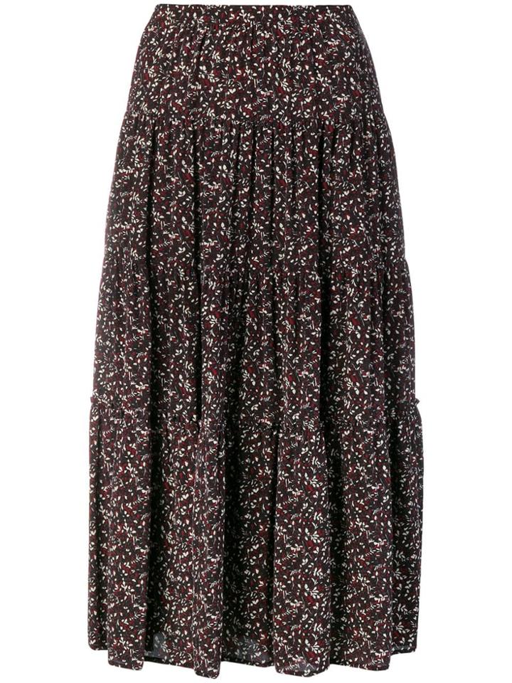 Michael Michael Kors Floral Print Midi Skirt - Black